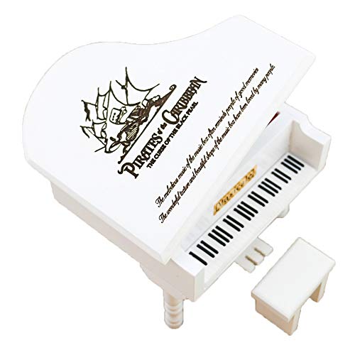 Caja de música de piratas del Caribe, caja musical de piano de madera grabada, regalo musical, tema de Davy Jones, color blanco