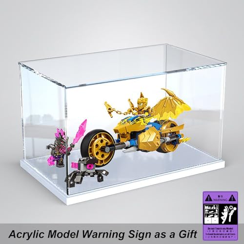 Caja expositora acrílica compatible con el modelo LEGO 71768 Jay's Golden Dragon Motorbike, caja de exhibición, caja a prueba de polvo, caja de almacenamiento (sin modelo de bloque de construcción)