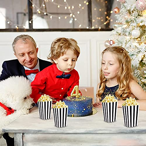 Cajas de palomitas de maíz de 18 piezas, cajas de papel para dulces, para la fiesta de Navidad, regalo de cumpleaños, papas fritas, bocadillos, negro
