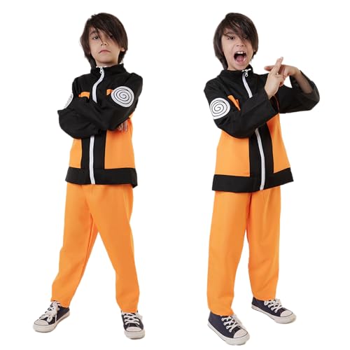 Carnavalife Disfraz Naruto Niño, Disfraz Naruto Uzumaki, Disfraz Anime Niño, Disfraz Ninja Niño (10-12 años)