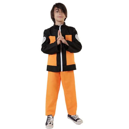 Carnavalife Disfraz Naruto Niño, Disfraz Naruto Uzumaki, Disfraz Anime Niño, Disfraz Ninja Niño (10-12 años)