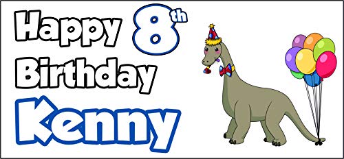 Cartel personalizable para fiestas con diseño de dinosaurio para el 8º cumpleaños, decoración de fiestas, hijo, nieto, niños, hija, nieta, cualquier nombre (paquete de 2)