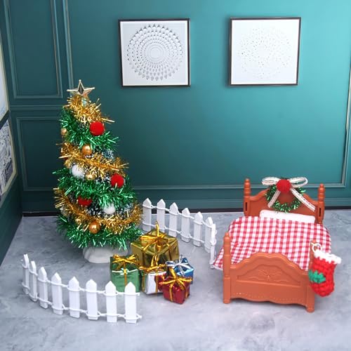 Casa de Elfos navideños en Miniatura, DIYJuego de Puerta de Gnomo en Miniatura, Accesorios para la casa navideña de gnomos en Miniatura.