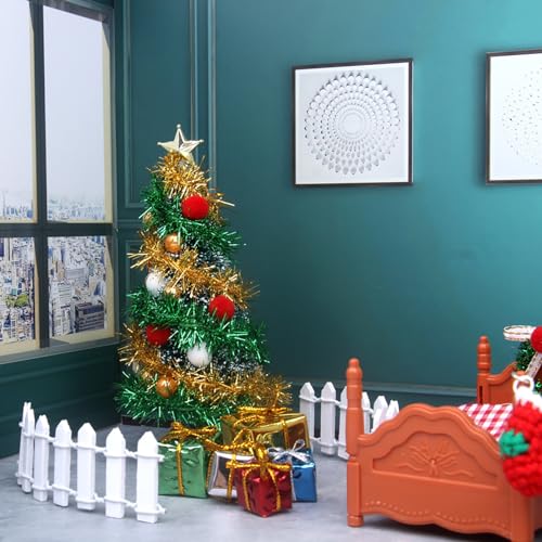 Casa de Elfos navideños en Miniatura, DIYJuego de Puerta de Gnomo en Miniatura, Accesorios para la casa navideña de gnomos en Miniatura.