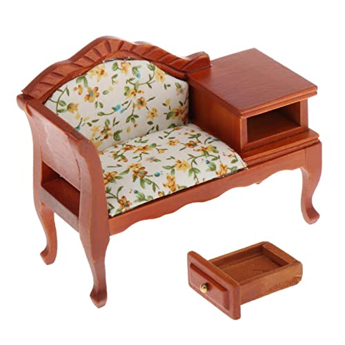 Casa de muñecas Muebles en miniatura 1/12 de madera victoriana sofá sofá accesorios