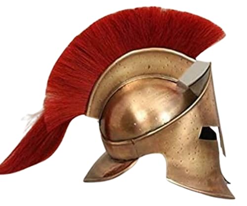Casco medieval 300 griego rey Leonidas casco antiguo escudo espartano pluma casco histórico caballero guerrero LARP casco cruzado juego de rol lucha disfraz
