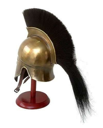 Casco medieval griego corintio de acero antiguo espartano Plume cresta casco histórico caballero guerrero LARP casco cruzado juego de rol disfraz de lucha