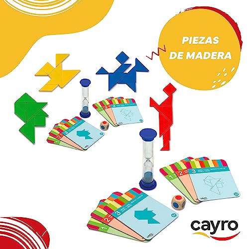 Cayro - 4 Tangram De Madera - Juego De Ingenio - Desarrollo De Habilidades Cognitivas - Juego Educativo - Piezas De Madera Fomenta La Creatividad Y La Resolución De Problemas - Todas Edades