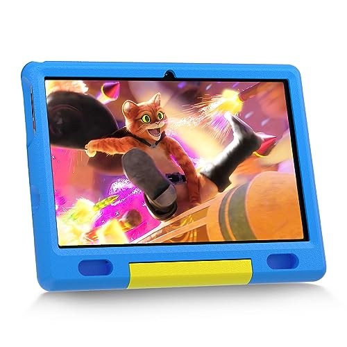 Cheerjoy Tableta Niños 10 Pulgadas Android 13 Tableta para Niños, 6(2+4) GB RAM + 64GB ROM, Kids Parental Control Tablet, Juegos educativos, cámara Dual, Kids Tablet con Estuche (Azul)