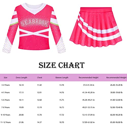 Cheerleader Costume for Girls - Stretchy Cheerleading Uniform Dress Outfit with Pom Poms - Party Cosplay Supplies Cheerleader Costume Dress for Girls