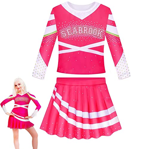 Cheerleader Costume for Girls - Stretchy Cheerleading Uniform Dress Outfit with Pom Poms - Party Cosplay Supplies Cheerleader Costume Dress for Girls