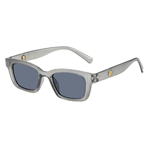 CHUNNUAN 1 gafas de sol rectangulares pequeñas, unisex, retro, cuadradas, con marco estrecho, modernas, vintage, estilo urbano, color gris
