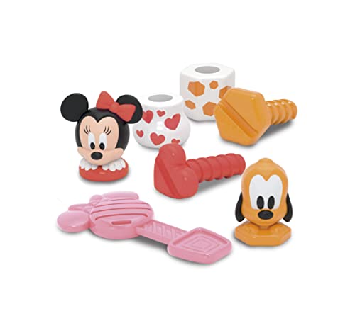 Clementoni Disney Baby Minnie Construye Juego de construcciones Infantil, para desarrollar la psicomotricidad Fina y Las Habilidades manuales-Juguete bebé 18 Meses (17842), Color multilingüe