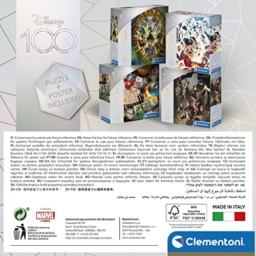 Clementoni-Dsieny Puzzle Adulto Disney 100 Aniversario 1000 Piezas-Villanos-Desde 14 años (39718)