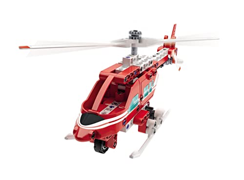 Clementoni- Mechanics Lab Bomberos Set de construcción de Helicóptero con Instrucciones en App, Multicolor (55437)