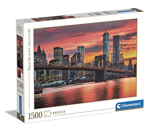 Clementoni- Puzzle Adulto 1500 Piezas East River al anochecer, Nueva York - Desde 14 años (31693), Multicolor