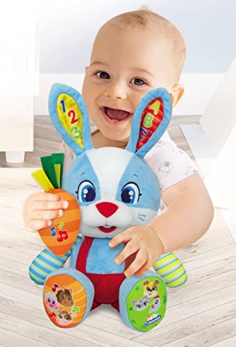 Clementoni - Valentín, el Conejo Parlanchín - peluche interactivo para bebés a partir de 10 meses, juguete en español (55320)