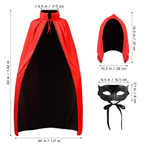 CLISPEED Halloween Cape Vampire Cosplay disfraz para adultos Reversible capa con capucha con máscara de mascarada