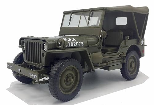 Clivedon Militar Jeep Willys Capota Cerrado Ejército de Estados Unidos 1/18 Metal D-Day Operación Overlord