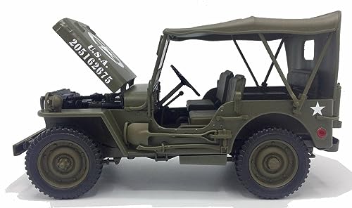 Clivedon Militar Jeep Willys Capota Cerrado Ejército de Estados Unidos 1/18 Metal D-Day Operación Overlord
