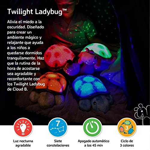 Cloud B Luz Nocturna Relajante Proyector De Estrellas | Luminosidad Suave | 3 Colores | 7 Constelaciones | Luz Nocturna Tortuga Twilight Ladybug Roja