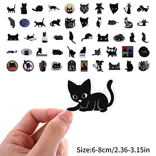 Cobee Pegatinas de gato negro 100 unidades, diseño de gato negro con dibujos animados impermeables pegatinas de vinilo Kawaii para laptop Skateboard suministros de fiesta,decoración para niños