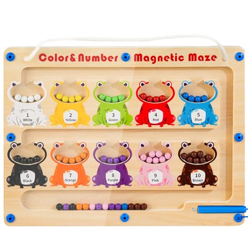 Color magnético y Laberinto numérico Hecho de Madera, Laberinto magnético Juguetes Montessori para niños de 3 + años, Juguetes de Aprendizaje y educativos Juguetes de motricidad Fina para niños niñas