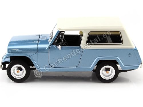 Compatible con Jeep Jeepster Commando con Techo Duro Azul Claro Metalizado 1:24 Welly 24117
