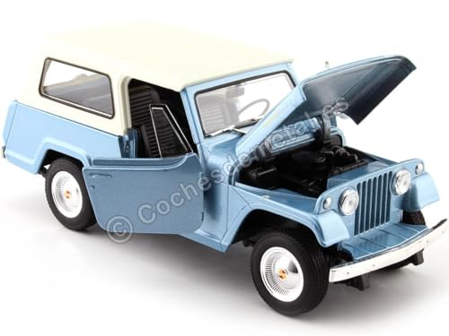Compatible con Jeep Jeepster Commando con Techo Duro Azul Claro Metalizado 1:24 Welly 24117