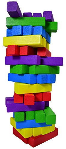 CoolToys Timber Tower Juego de apilamiento de bloques de madera – Juego de juego de combinación de colores (60 piezas)