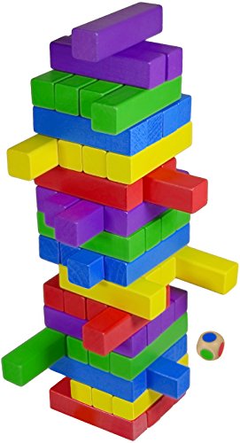 CoolToys Timber Tower Juego de apilamiento de bloques de madera – Juego de juego de combinación de colores (60 piezas)
