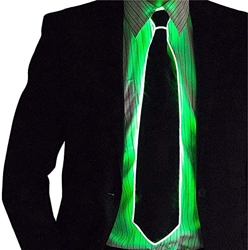 Corbata LED De Neón, Corbatas Iluminadas Corbata LED luminosa Corbata LED con luz Intermitente Ajustable Corbata Con luz LED Para Hombre Corbata Novedosa Para Hombres (Verde)