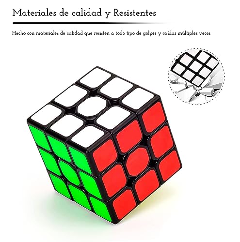 CREADY® Cubo Mágico 3x3 Velocidad, Puzzle De Gran Resistencia, Speed Cube Rompecabezas Educativo para Niños Y Adultos, Tensión Ajustable, Adhesivos De Fibra De Carbono, 5.5 cm