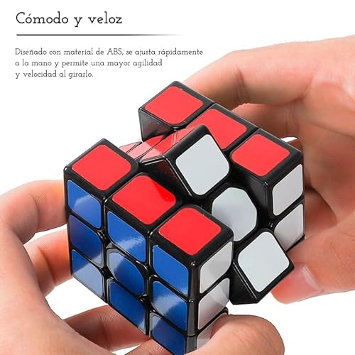 CREADY® Cubo Mágico 3x3 Velocidad, Puzzle De Gran Resistencia, Speed Cube Rompecabezas Educativo para Niños Y Adultos, Tensión Ajustable, Adhesivos De Fibra De Carbono, 5.5 cm