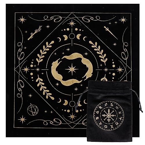 CREATCABIN Fox Altar Cloth Kit Tapiz Mantel Péndulo Adivinación Paño Espiritual con Tarot Card Bag Cuadrado Celestial Tarot Brujería Suministros Bruja Decoración para Bruja 49.5x49 cm