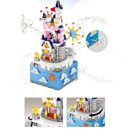 Creative Music Box, Creative Series Castle In The Sky Music Box Kit Flying Bear, Travelling The World Music Box Compatible con LG Creator Fantasy Castle 839 PCS