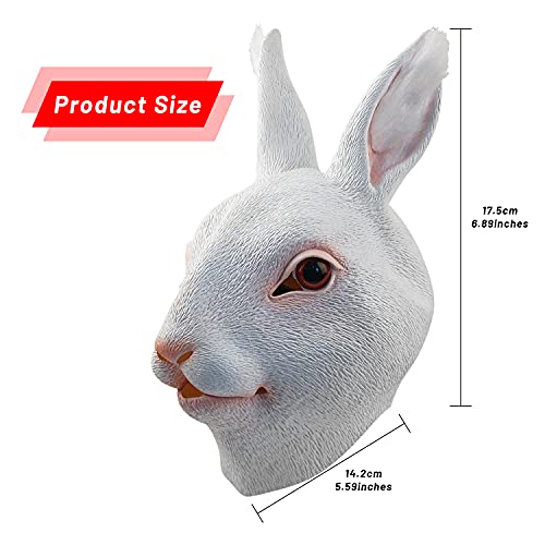 CreepyParty Máscara de conejo de látex de cabeza completa de conejo realista, disfraz para Halloween, carnaval, disfraz, fiesta, desfile
