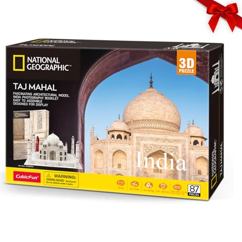 CubicFun National Geographic Puzzle 3D Taj Mahal con Folleto de Fotografía Magnífica, 87 Piezas