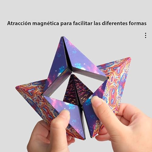 Cubo mágico 3D, Rompecabezas imantado con más de 70 Formas, Combinables, Reduce y Alivia estrés, Creatividad y Aprendizaje (Rojo)