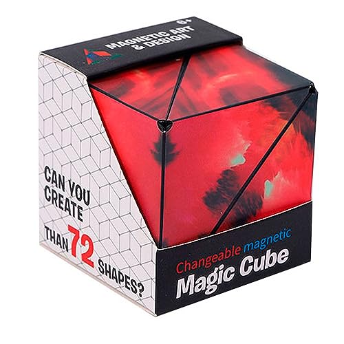 Cubo mágico 3D, Rompecabezas imantado con más de 70 Formas, Combinables, Reduce y Alivia estrés, Creatividad y Aprendizaje (Rojo)