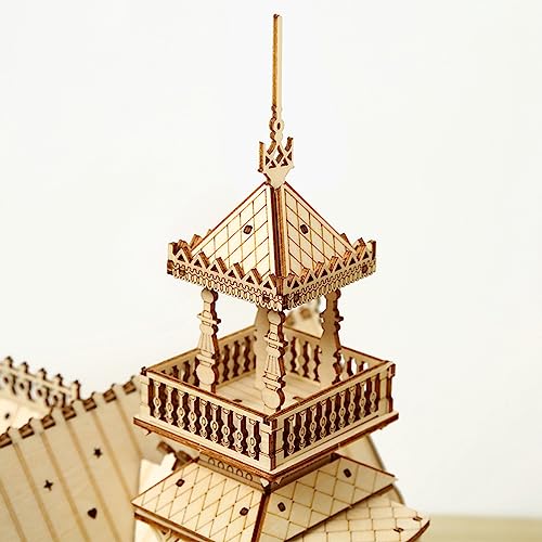 Cuteefun Puzzle de Madera 3D Castillo Kit, Kit Modelo de Arquitectura, Kit de Construcción de Madera para Adultos, Juego de Construcción Mecánica de Madera, Regalo para Cumpleaños Día del Padre