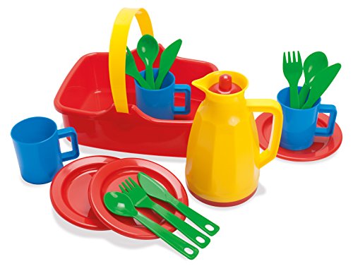 Dantoy Plastic Picnic Set for 3, Role Play Toys for Kids with 18 Pieces, Made in Denmark