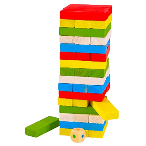 D.A.Y. Republic Dados de torre apilables de madera arcoíris, se pueden utilizar como bloques de construcción o dominó volteando, promueve las habilidades motoras finas y la paciencia, juegos