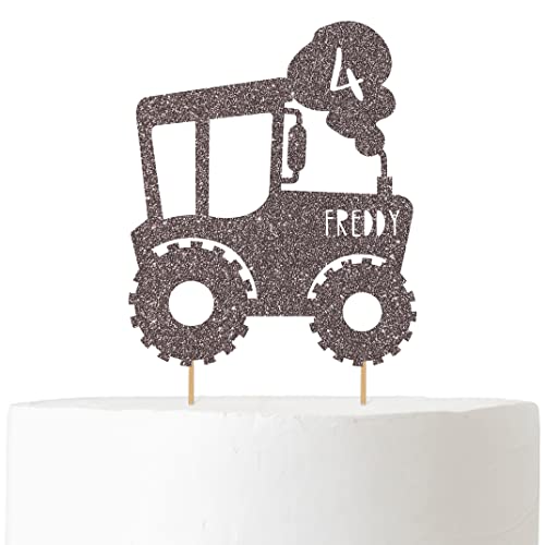 Decoración personalizada para pastel de cumpleaños de Cakeshop | Color personalizado para cualquier nombre y cualquier edad Tractor decoración de pastel para el primer segundo tercero 4, quinto, 6,