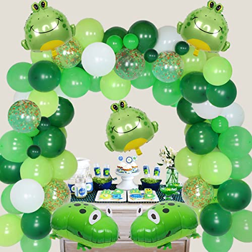 Decoraciones de Fiesta de cumpleaños de Rana: Kit de Arco de Guirnalda de Globos Verdes para niños con temática de Insectos y Animales, cumpleaños, Baby Shower, Suministros de Fiesta temáticos Verdes