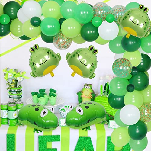 Decoraciones de Fiesta de cumpleaños de Rana: Kit de Arco de Guirnalda de Globos Verdes para niños con temática de Insectos y Animales, cumpleaños, Baby Shower, Suministros de Fiesta temáticos Verdes