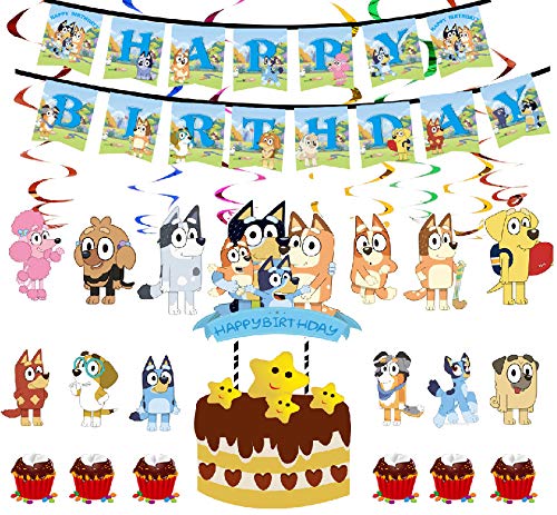 Decoraciones para fiesta de cumpleaños Banner de feliz cumpleaños Bunny Cake Toppers Colgante Remolino Suministros para fiestas Decoraciones