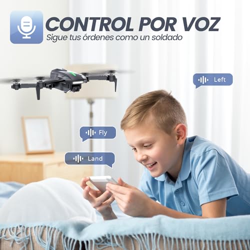 DEERC D70 Mini Drone con 1080P HD Cámara para Niños Adultos, FPV Plegable RC Quarcopter para Niños Niñas con el Modo sin Cabeza, Tap Fly, 360 ° Flips, Voz y Control de Gestos, 2 Baterías Modulares