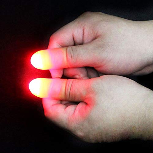 Delleu 2 Piezas de Magia Ligeros Dedos para Arriba Que Destella Dedos Pulgar Consejos de Magic Fingers Truco Que aparecen Luz