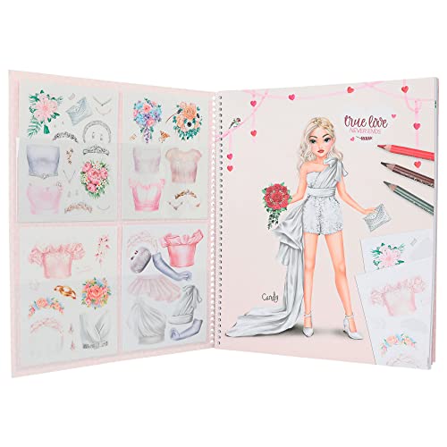 Depesche 12393 Create your TopModel Wedding Special - Libro de pegatinas con 60 páginas para diseñar hermosos atuendos, incluye hoja de pegatinas, plantilla y hoja de patrones de tela